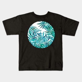 Watercolor Palm Leaves on White Kids T-Shirt